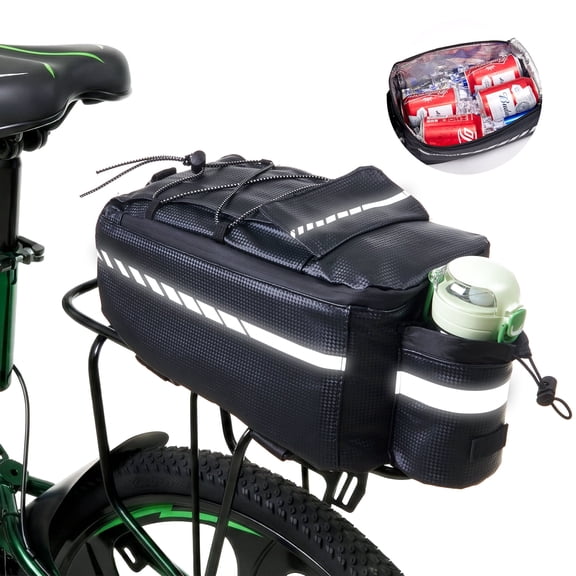 Lictin Insulated Bike Bag For Bicycles, Waterproof Bike Pannier Bag with Reflector & Shoulder Strap, 10L Capacity Rear Rack Bag, Black