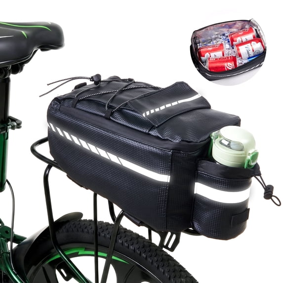 Lictin Insulated Bike Bag For Bicycles, Waterproof Bike Pannier Bag with Reflector & Shoulder Strap, 10L Capacity Rear Rack Bag, Black