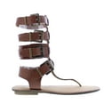 thumbnail image 1 of Liliana AVIS-3 Women Leatherette Strappy T-Strap Gladiator Thong Sandal - Cognac, 1 of 2