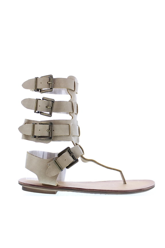AVIS-3 Women Leatherette Strappy T-Strap Gladiator Thong Sandal - Nude