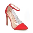 thumbnail image 1 of Liliana CF91 Women Nubuck Lucite Pointy Toe Ankle Strap Stiletto Pump, 1 of 5