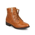 thumbnail image 1 of Liliana DB58 Women Quilted Leatherette Almond Toe Zipper Combat Boot, 1 of 5