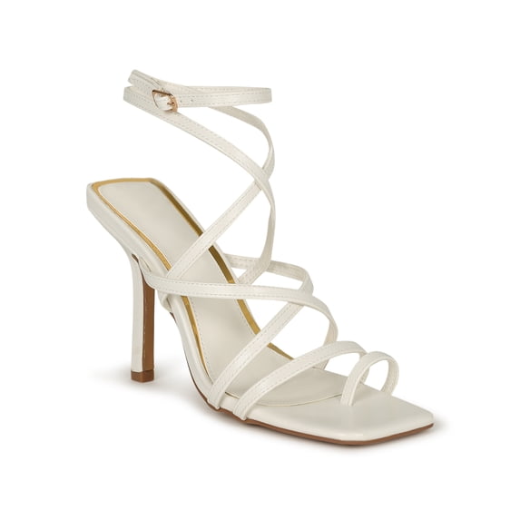Liliana Double Square Split Toe Strappy Heels 20292