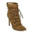 thumbnail image 1 of Liliana EI21 Women Faux Suede Pointy Toe Stiletto Drawstring Ankle Bootie, 1 of 5