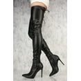 thumbnail image 1 of Liliana Gisele-50 BLACK Stretchy Thigh High Pointy Stiletto Heel Boot (10), 1 of 2