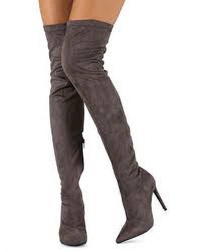 Giselle-38 Suede mid-calf pointed boots