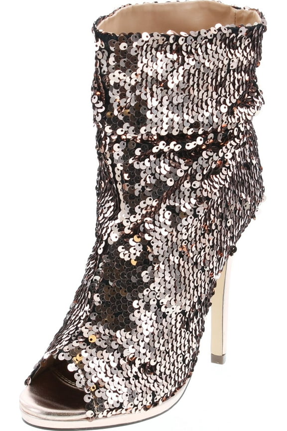 Maxim-12 Multi Color Sequins Peep Toe High Heel Above Ankle Bootie