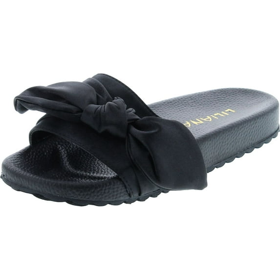 Liliana NOMI-7 Womens Cute Lovely Pointy Front Ribbon Knot Detail Slippers