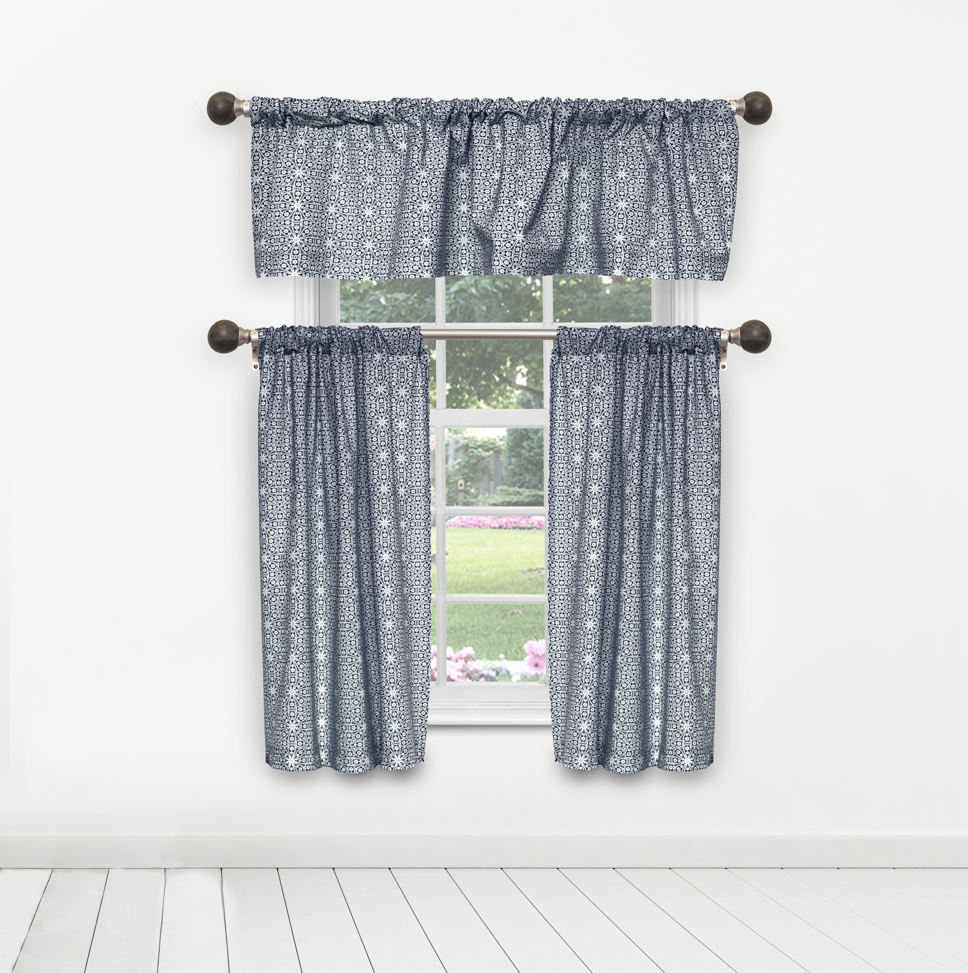 Liliana Print Cotton Kitchen Curtain & Tier Set - Walmart.com
