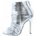 thumbnail image 1 of Liliana Silver Metallic Caged Open Toe Strap Heel, 1 of 1