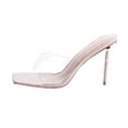thumbnail image 1 of Liliana Vita Stiletto Open Toe Clear Mule Transparent Rhinestone Heel Sandals (Clear, 8), 1 of 6