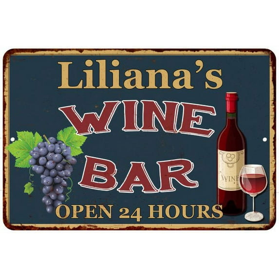 Liliana's Green Wine Bar Sign Wall Decor 8 x 12 Matte Finish Metal 108120043849