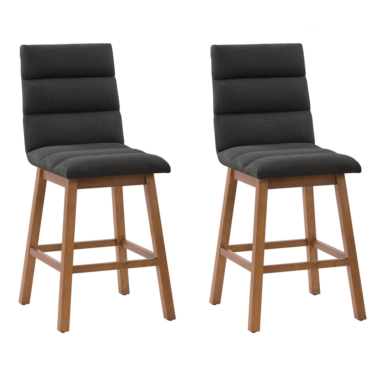 Boston Dark Gray Tufted Fabric Counter Height Barstools, Set of 2