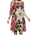 thumbnail image 1 of Lilies Bloom Leopard Print Background Womens Summer Dress Tie Back A Line Flare Dress, 1 of 9