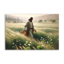 Lilies of The Field Jesus Christ Walking through A Field of Wild Lilies Home Decor Poster Wall Art Hanging Picture Print Bedroom Decorative Painting Posters Room Aesthetic 12x18inch(30x45cm)