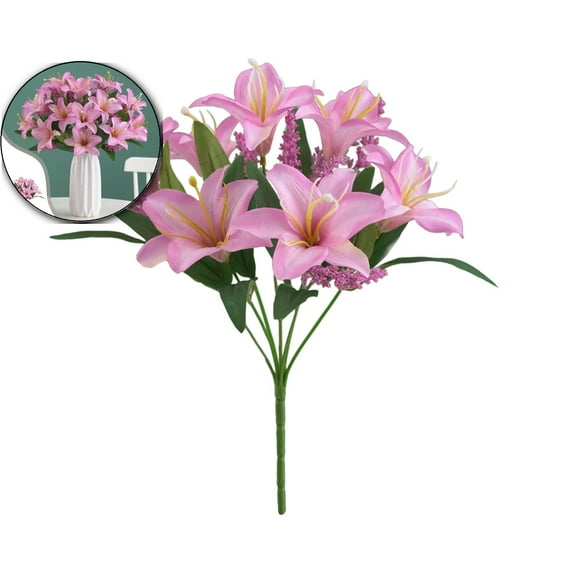 Lilies Flowers, Faux Lily Flower, Faux Lily Flower, Artificial Lily Silk Flowers, Artificial Lilies Bouquet for Weddings and Home Decor