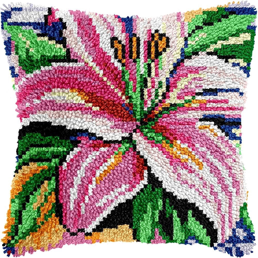 Lilies Latch Hook Kits Pillow kits Cushion Throw Pillow Embroidery Craft Kits DIY Kits of DIY Hooking Pillowcase Cover Supplier with Color Printed Canvas 43x43cm (71)
