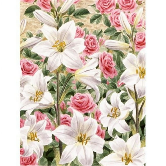 Lilies & Roses by Sarah Adams Flag Garden Size