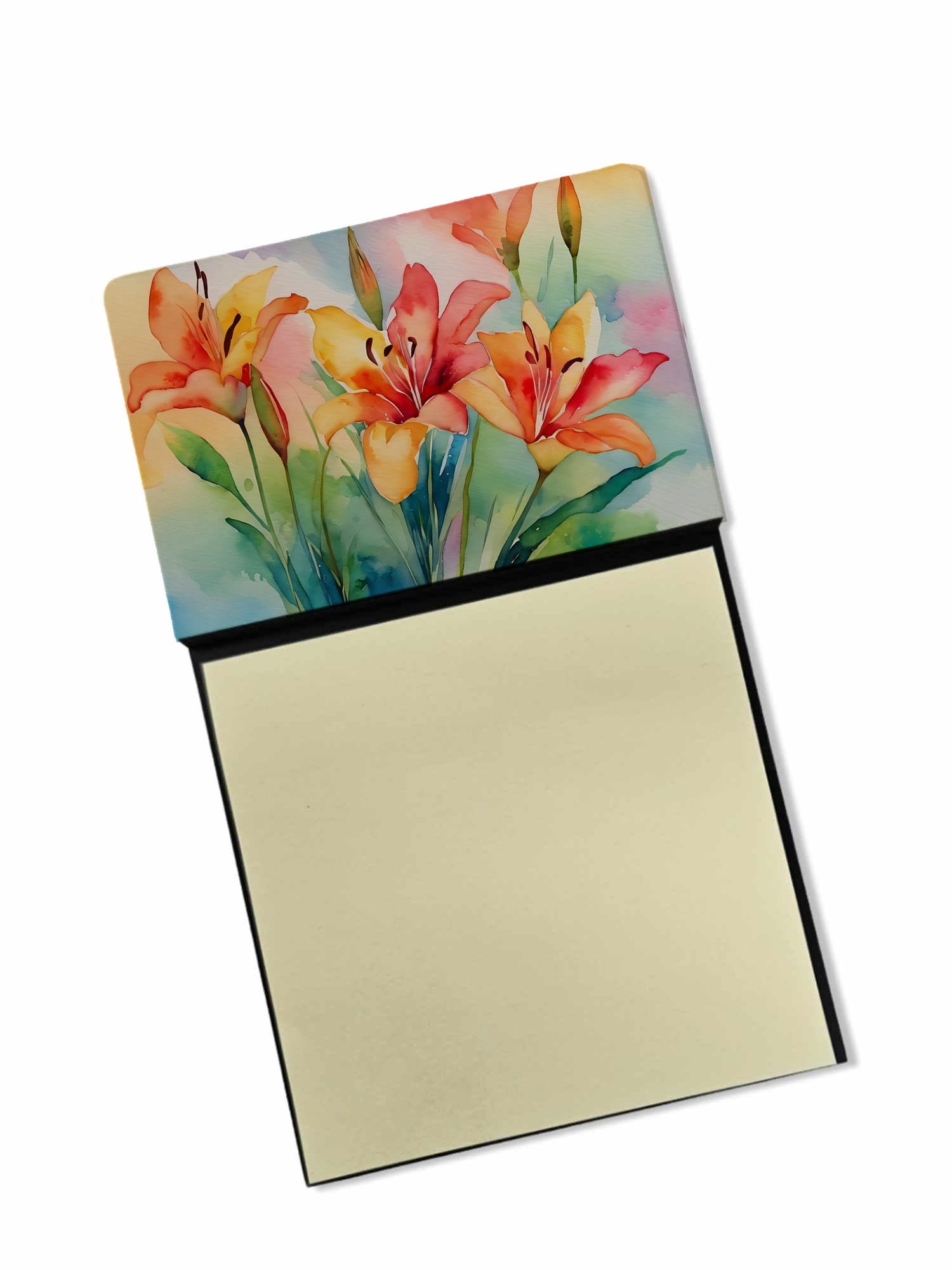 Lilies in Watercolor Sticky Note Holder 3.25 in x 5.25 in