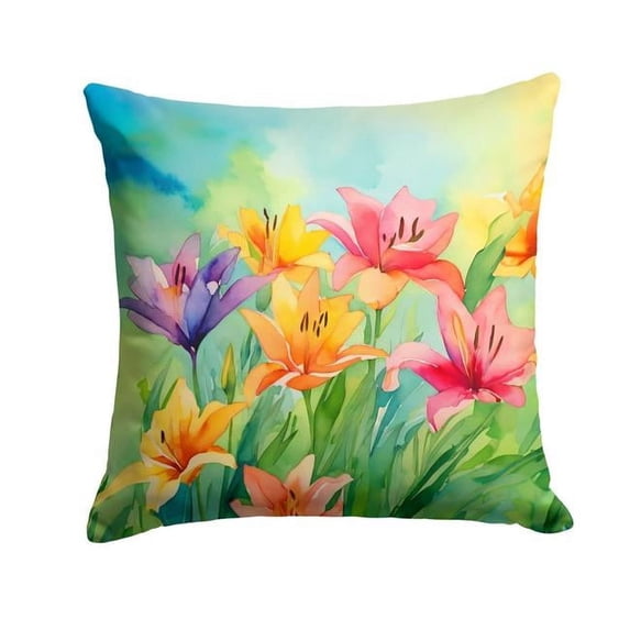 Lilies in Watercolor Throw Pillow 18 in x 18 in