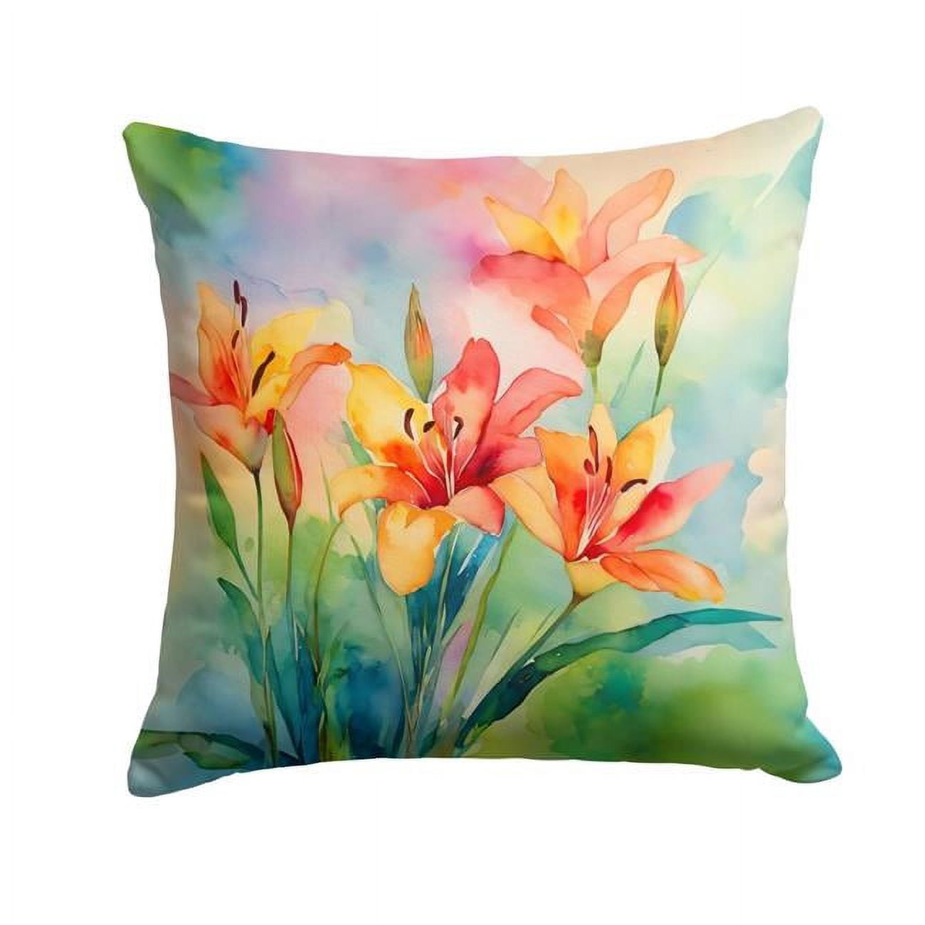 Lilies in Watercolor Throw Pillow 18 in x 18 in