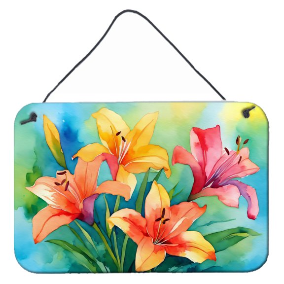 Lilies in Watercolor Wall or Door Hanging Prints 8 in x 12 in