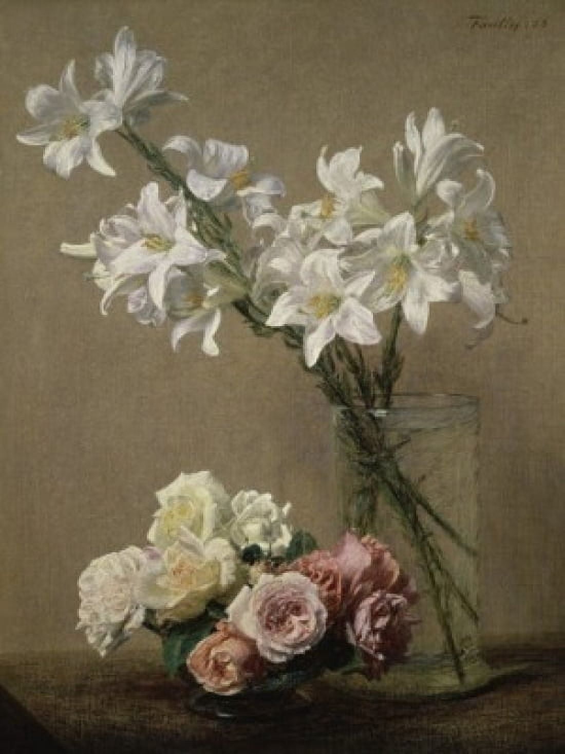 Lilies in a Vase (Lys dans un Vase) Henri Fantin-Latour (1836-1904French) Private Collection Canvas Art - Henri Fantin-Latour (24 x 36)