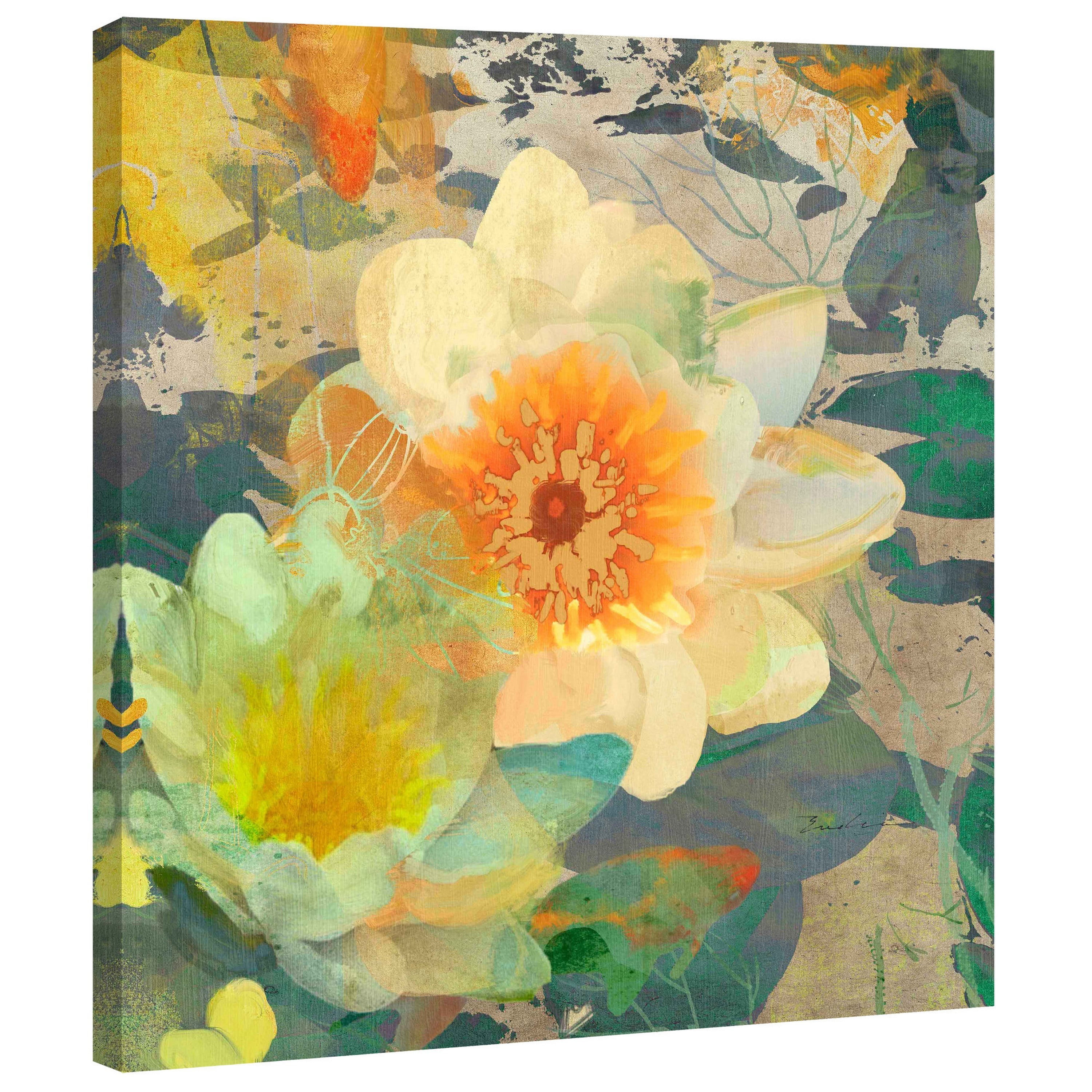 "Lilies under a Bridge" Painting Print on Wrapped Canvas
