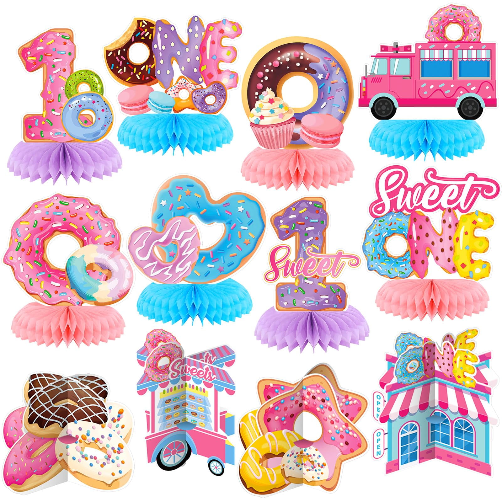 Xigejob Donut Themed 1st Birthday Party Supplies - Complete Tableware Set For Girls