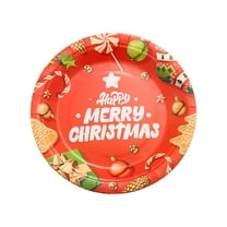 Lilixerw 10 PCS Disposable Christmas Paper Plates with Blessing Language Pattern,7 inch Xmas Dinner Tableware,Holiday Party Supplies