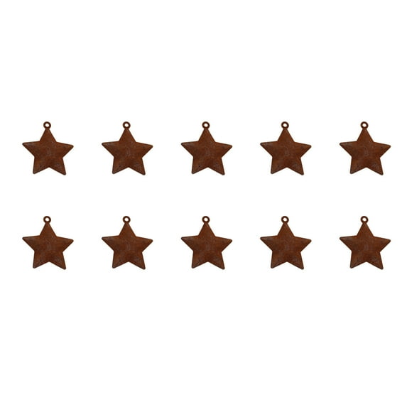 Lilixerw 10Pcs Rustic Christmas Ornaments,Metal Star & Bell Pendants for Xmas Tree,Xmas Wreath Decor,Vintage Xmas Festival Party Supplies,1.42Inch