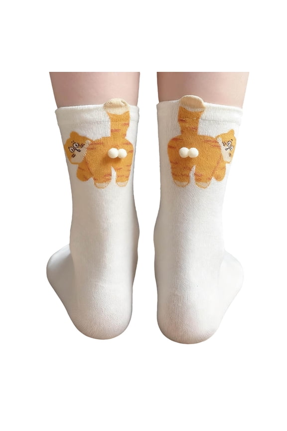 11 inch Hand Crocheted Cute Cat Pattern Socks,Cute Animal Floor Socks for Women,Soft Warm Knit Winter Socks,Christmas Gifts,Spring Home Decor,Pink