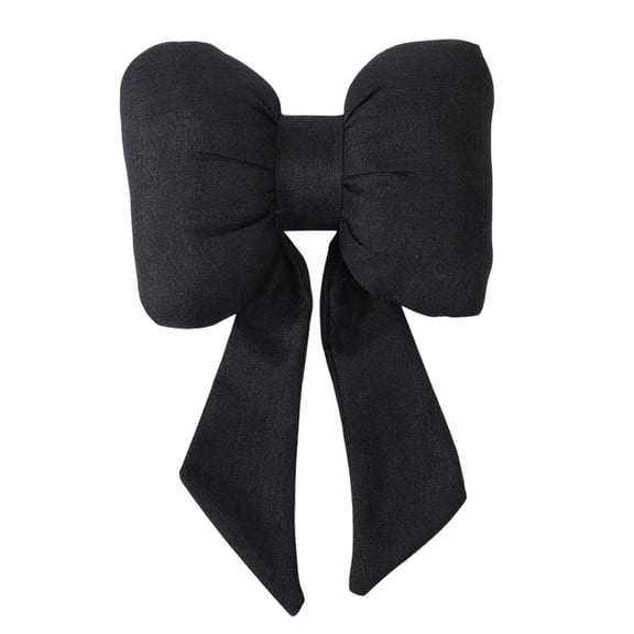 Lilixerw 11x8.7 Inch Bow Headrest Pillow with Ribbon,Valentines Day Linen Breathable and Comfortable Decorative Cushion for Sofa Bed Car Seat,Black