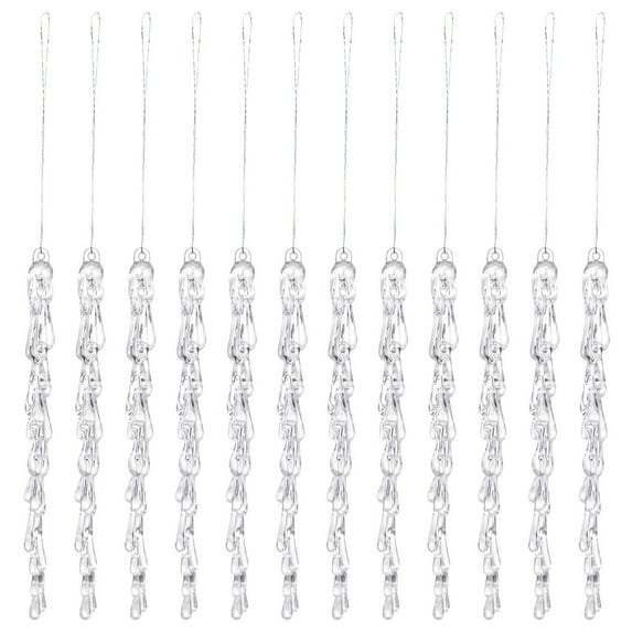 Lilixerw 12 PCS Acrylic Christmas Icicle Ornaments,Transparent Ice Crystal Pendants,Shattered Ice Christmas Tree Decor with Hanging Loops for Windows Doors,Clear