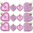 thumbnail image 1 of Lilixerw 12 PCS Heart Ornaments for Valentine‘s Day,Glossy Matte & Glitter Festive Pendant,Christmas Tree Decor,Couple Gifts,2.36Inch,Pink, 1 of 6
