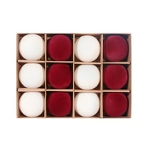 Lilixerw 12-Pack Flocked Christmas Balls,Soft Velvet Xmas Tree Ornaments with Hanger for Home,Xmas Wreath Decor,3.15Inch
