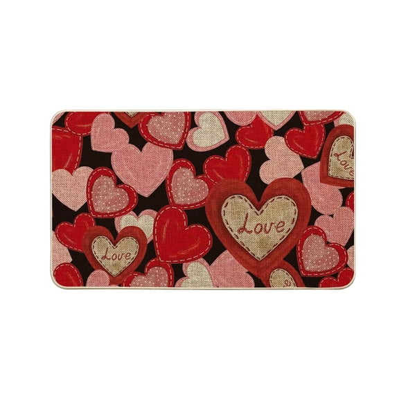 Lilixerw 15.75x23.62 Inch Valentine's Day Doormat with Heart Pattren Design,Absorbent Festive Bathroom Rug,Non-Slip Floor Mat for Entryway Shower Living Room