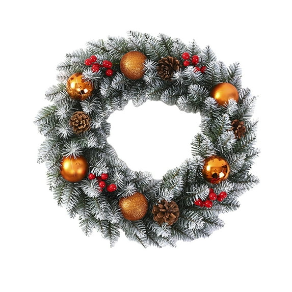 Lilixerw 15.8-inch Artificial Christmas Wreath with Simulated Red Berries,Realistic Xmas Greenery Garland for Front Door Window Wall Holiday Party Decor,Festival Supplies,Bronze