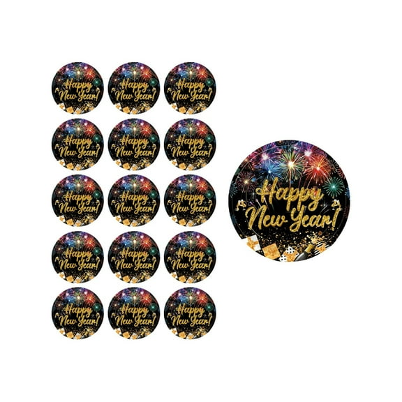 Lilixerw 16 PCS 2026 Happy New Year Party Tableware Set,Black Gold Colorful Disposable Paper Plates & Cups,for 2026 NewYear's Eve Celebration,7 & 9 Inches,Multicolor