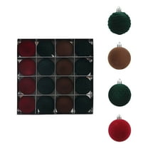 Lilixerw 16 PCS Flocked Christmas Balls,2.36 inch Velvet Textured Xmas Ornament Ball Set with Metal Hangers for Xmas Tree Decor,Home Party Gifts