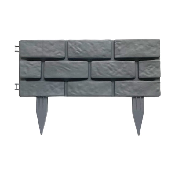 Lilixerw 17.7 Inch Plastic Garden Stone Effect Edging Fence,Foldable Picket Fence Panel with Ground Spikes,Easy Installation,Decorative Border for Flower Beds,Lawn,Yard,Outdoor Decor,Gray