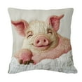 thumbnail image 1 of Lilixerw 18x18 Inch Cute Pig Pattern Pillow Cover Printed Embroidery Style Cushion Case,Soft Short Lint Throw Pillowcase for Sofa Bedroom Living Room Home Spring Decor,White, 1 of 6