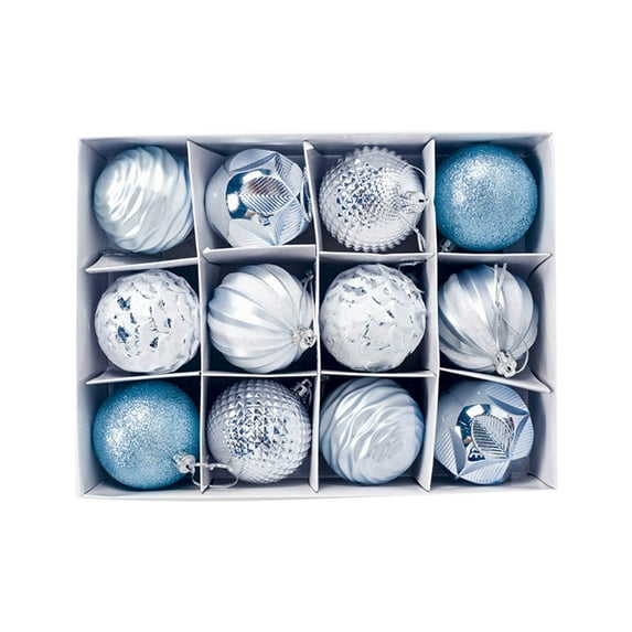 Lilixerw 2.36 inch Christmas Ball Ornaments,12 PCS Mini Glitter Bright Christmas Ball,Xmas Tree Hanging Decorations,Xmas Pendants for Party,Blue