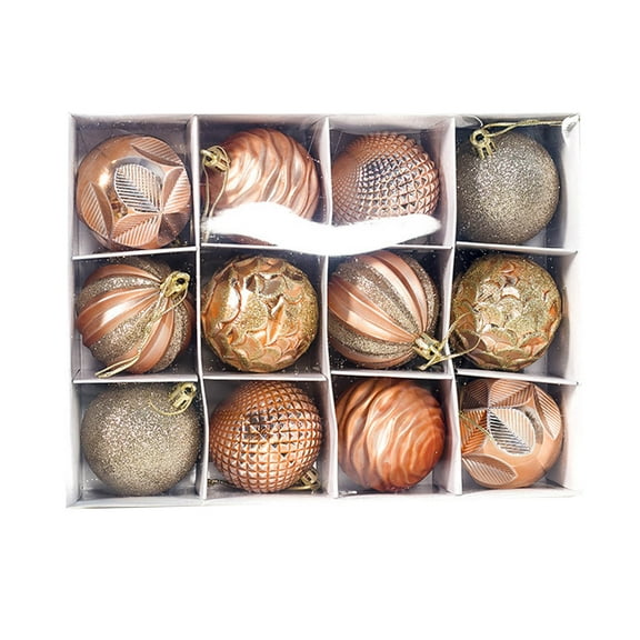 Lilixerw 2.36 inch Christmas Ball Ornaments,12 PCS Mini Glitter Bright Christmas Ball,Xmas Tree Hanging Decorations,Xmas Pendants for Party,Gold