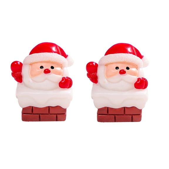 Lilixerw 2 PCS Christmas Santa Claus Ornaments,Miniature Santa Figurines Set with Snowy Landscapes,Red Plastic Tabletop Decor for Xmas Tree Shelf,0.98Inch