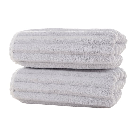 Lilixerw 2 Pack Premium Striped Hand Towel Set, Soft Absorbent Towels for Bathroom Decoration and Daily Hand Face Washing Use, Light Gray, 13.77x29.5 inch