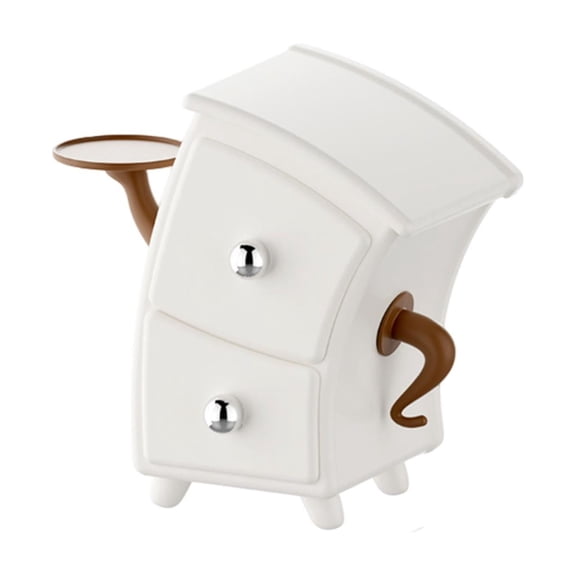 Lilixerw 2-Tier Mini Cute Desktop Drawer Storage Box,Plastic Organizer Shelf for Makeup,Jewelry,Office Snacks,Home Decor White Decorating Box,White,5.31x1.69x1.18 Inch