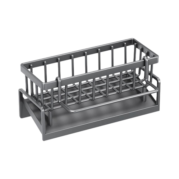 Lilixerw 2-Tier Multifunctional Kitchen Sink Drain Rack,Home kitchen Storage Organizer with Drain Holes for Sponge,Cloth,Utensils,Countertop Space Saver,Gray,9.1x4.2x3.7in