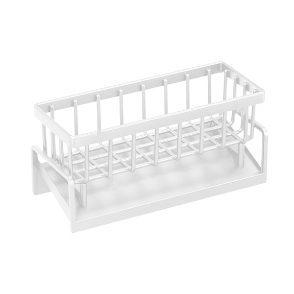 Lilixerw 2-Tier White Kitchen Sink Organizer Rack,Plastic Dish Sponge & Scrubber Holder with Drainage Holes,Household Drying Storage Utensil for Faucet Side,9.06x4.13x3.54In