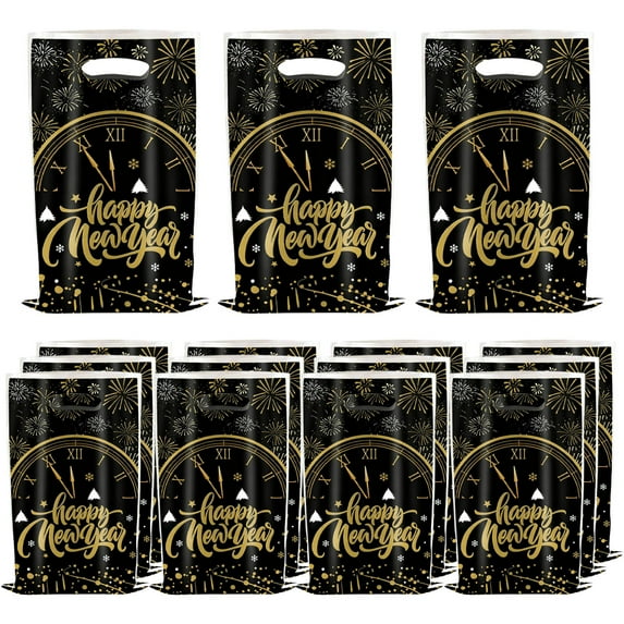 Lilixerw 20 PCS 2026 New Year Gift Bags,Party Favor Candy Bags with Festive Designs,Multi-Color Plastic Gift Wrapping Bags for Christmas Celebration,9.8x6.7 Inch